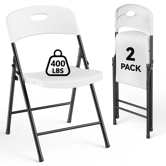 HaiNova 6PCS Black Plastic Folding Chair Set, 400-Pound Portable Waterproof and Wear-Resistant Folding Chair with Steel Frame, Suitable for Parties, Picnics, Weddings and Business.