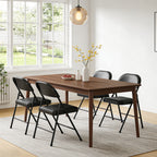 WASUHE Folding Chairs, PU Leather Padded Folding Chairs with Padded Cushion and Back, Portable Lightweight Stackable Sillas Para Fiestas for Home, Office, Party, Indoor & Outdoor, Black
