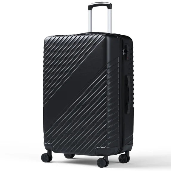 WASUHE 24" Hardside Medium Checked Expandable Luggage,Hardshell Suitcase With Divider Pockets,Four 360-Spinner Wheels,Expandable For Up to 15% More Space,With Scratch-Resistant Surface,Black