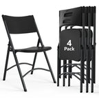 HaiNova 4 Pack Black Blow-Molded Folding Chairs, Portable Chair for Adults, 600lbs Capacity Metal Frame, Comfortable Seat for Party, Banquet