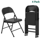 HaiNova All Iron Steel Folding Chair 4 Pack,Durable Portable,Capacity 350 lbs, Indoor/Outdoor Dual-Use Seating for Various Occasions, Black