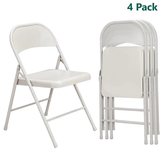HaiNova All Iron Steel Folding Chair 4 Pack,Durable Portable,Capacity 350 lbs, Indoor/Outdoor Dual-Use Seating for Various Occasions, Black
