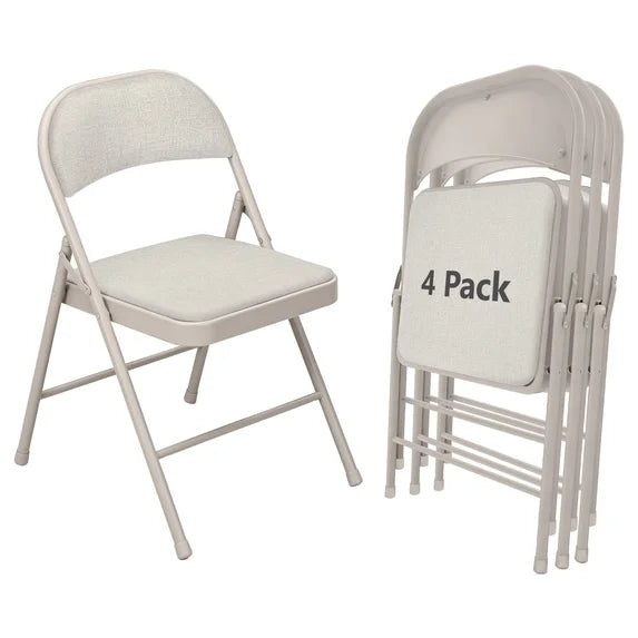 HaiNova Fabric Folding Chair 4 Pack, with Fabric Padded Cushion & Back, Metal Frame, Easy to Use and Store for Home, Office, Party, Black