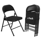 HaiNova Fabric Folding Chair 4 Pack, with Fabric Padded Cushion & Back, Metal Frame, Easy to Use and Store for Home, Office, Party, Black