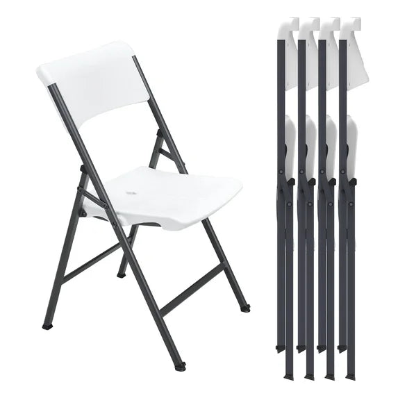 HaiNova 4 Pack Black Folding Heavy Duty Chair with Reinfoced Steel Frame, 400 LB Load Bearing for Indoor/Outdoor, Wedding, Party, Restaurant, Patio