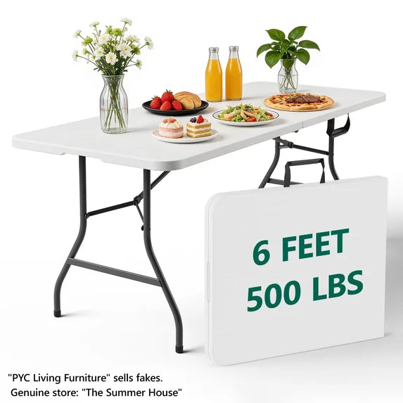 HaiNova 6ft Folding Table, Portable Camping Table with Handle, Durable and Anti-fouling Picnic Table Suitable for Party, Camping and Picnic, Black