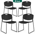 HaiNova Black Sled Base Stack Chair 4 Pack, Metal Frame Max-Load bearing 350 lbs, Stackable Chairs for Waiting Room, Conference Room