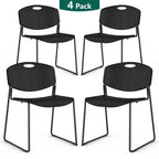 HaiNova Black Sled Base Stack Chair 4 Pack, Metal Frame Max-Load bearing 350 lbs, Stackable Chairs for Waiting Room, Conference Room