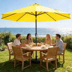 WLLJOY 9FT Outdoor Patio Umbrella Table Market Umbrella with Push Button Tilt/Crank, UV Protection Waterproof Suitable for Garden, Deck, Khaki