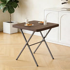 WLLJOY 27 Inch Patio Coffee Folding Table, Firm Utility Square Tea Table, Metal Rust-Proof Frame, for Patio, Garden, Picnic, Outside Portable Brown