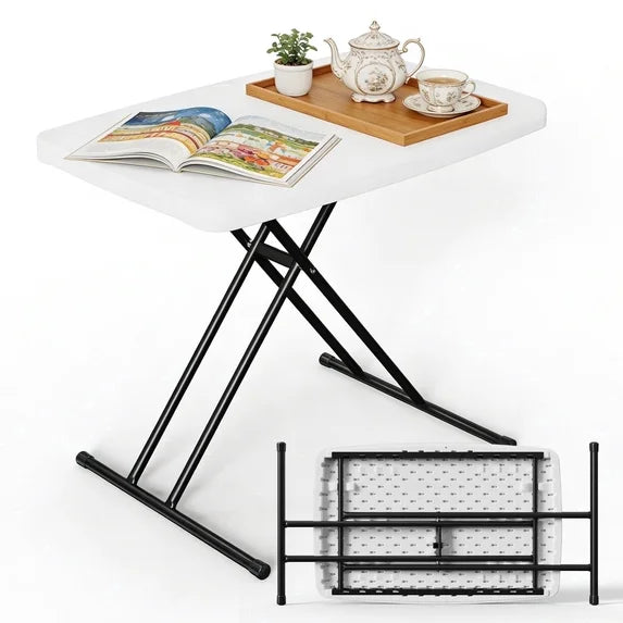 HaiNova Folding TV Tray Table, 30in Height Adjustable TV Tray for Laptop, Heavy Duty Utility Foldable Table for Small Spaces, Pink