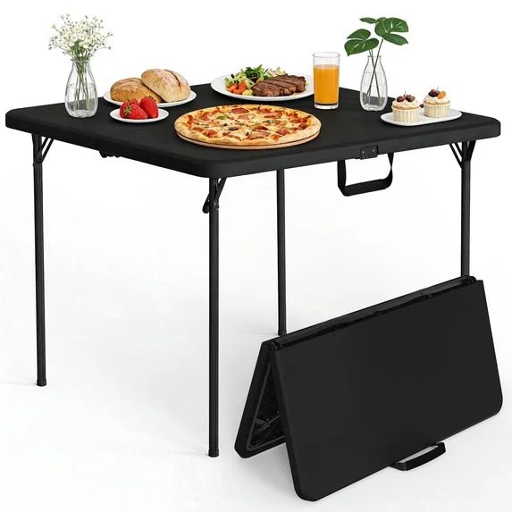 HaiNova 36in Square Folding Table, Portable Plastic Table with Handle Suitable for Party and Parties Backyard Events, White