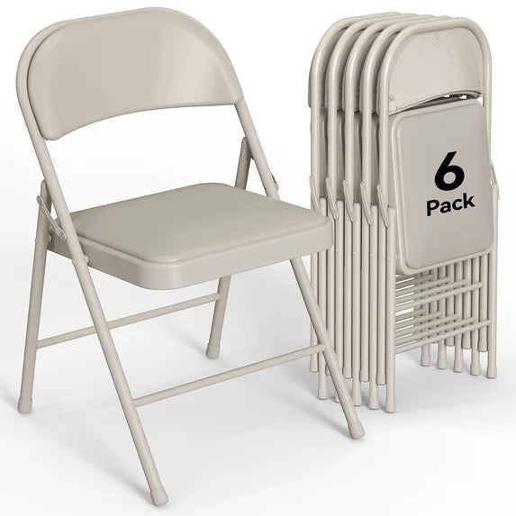 HaiNova 6 Pack Folding Chairs with Comfortable Cushion, Leather Padded Cushion Chair with Stainless Steel Frame for Home and Office, Gatherings, Black