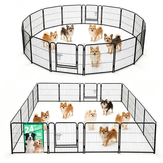WLLJOY Dog Playpen, 24 Inch 8 Panels Heavy Duty Metal Pet Fence for Indoor/Outdoor, Large Dog Exercise Pen for RV Camping/Yard/Garden, Black
