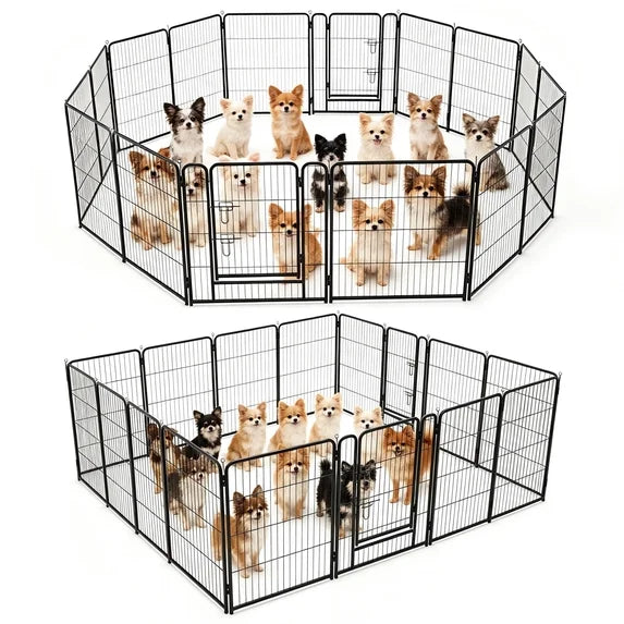 WLLJOY Dog Playpen, 24 Inch 8 Panels Heavy Duty Metal Pet Fence for Indoor/Outdoor, Large Dog Exercise Pen for RV Camping/Yard/Garden, Black