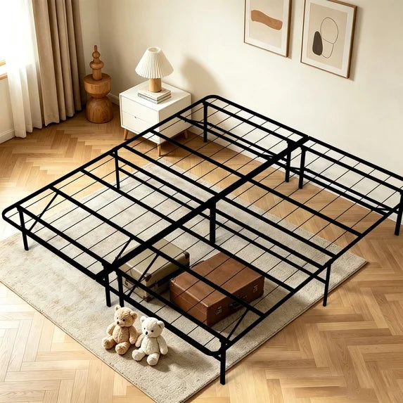 HaiNova Twin Bed Frame Folding Metal Platform Bed Frame with Heavy Duty and Strong Bearing Capacity, 14 Inches High, Black