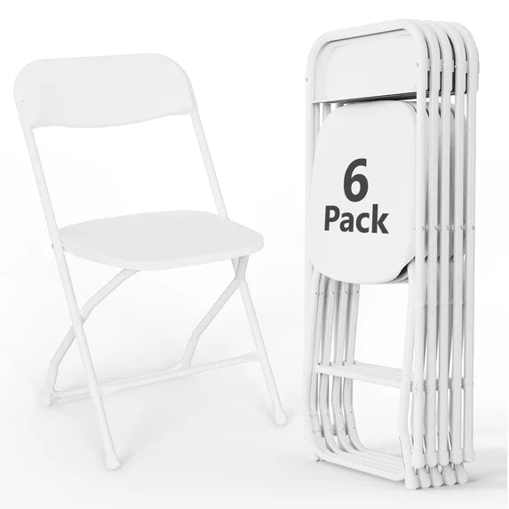 HaiNova Plastic Folding Chair 6 Pack, Portable Comfortable Event Chair, Capacity 350 lb, Indoor/Outdoor Dual-Use Seating for Various Occasions, White