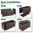 HaiNova 100 Gallon Outdoor Storage Resin Deck Box, Lockable Patio Outdoor Storage Box for Furniture, Garden Tools and Tools Storage, Waterproof, Gray