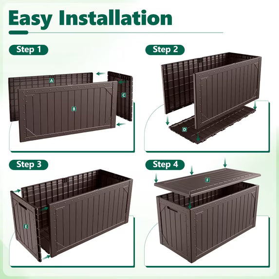 HaiNova 100 Gallon Outdoor Storage Resin Deck Box, Lockable Patio Outdoor Storage Box for Furniture, Garden Tools and Tools Storage, Waterproof, Gray