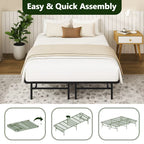 HaiNova Twin Bed Frame Folding Metal Platform Bed Frame with Heavy Duty and Strong Bearing Capacity, 14 Inches High, Black