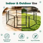 WLLJOY Dog Playpen, 24 Inch 8 Panels Heavy Duty Metal Pet Fence for Indoor/Outdoor, Large Dog Exercise Pen for RV Camping/Yard/Garden, Black