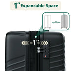 WASUHE 24" Hardside Medium Checked Expandable Luggage,Hardshell Suitcase With Divider Pockets,Four 360-Spinner Wheels,Expandable For Up to 15% More Space,With Scratch-Resistant Surface,Black