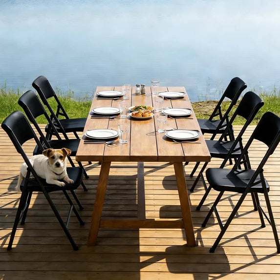 HaiNova 4 Pack Black Folding Heavy Duty Chair with Reinfoced Steel Frame, 400 LB Load Bearing for Indoor/Outdoor, Wedding, Party, Restaurant, Patio