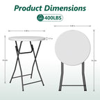 HaiNova 32in Folding Round High Top Table, Cocktail Table, with Removable Legs, Tall Bistro Foldable Bar Height Table for Parties, Patio, Black