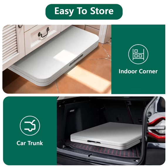 HaiCube 5FT Folding Table, Heavy Duty Portable Table, Waterproof HDPE, Foldable for Picnic, Party, Camping, Dining, BBQ, Indoor & Outdoor, White