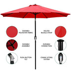 WLLJOY 9FT Outdoor Patio Umbrella Table Market Umbrella with Push Button Tilt/Crank, UV Protection Waterproof Suitable for Garden, Deck, Khaki