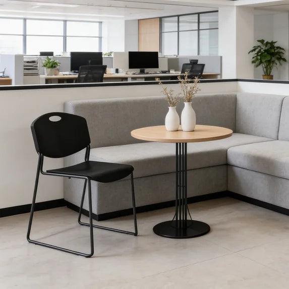 HaiNova Black Sled Base Stack Chair 4 Pack, Metal Frame Max-Load bearing 350 lbs, Stackable Chairs for Waiting Room, Conference Room