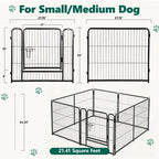 WLLJOY Dog Playpen, 24 Inch 8 Panels Heavy Duty Metal Pet Fence for Indoor/Outdoor, Large Dog Exercise Pen for RV Camping/Yard/Garden, Black