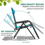 HaiNova Zero Gravity Chair 2Pcs, 350lb Capacity, Folding Reclining Chair with Adjustable Pillow and Cup Holder for Garden, Patio, Beach, Blue