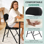 HaiCube 4-Pack Fabric Folding Chairs, Padded Seat & Back, Heavy Duty Metal Frame, Portable Foldable Chairs for Home, Party & Events, Black