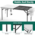 HaiNova Outdoor Folding Grill Table, 5 Foot Cook Table with Storage for Cooking Accessories, Foldable & Portable for Picnic, BBQ, and Party