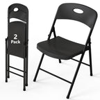 WASUHE Black Folding Chairs with Enhanced Iron Frame, Outdoor Plastic Stackable Foldable Chairs for Outside, Indoor, Party, Wedding, Meeting Room, Patio, Garden, Weight Capacity 350 lbs