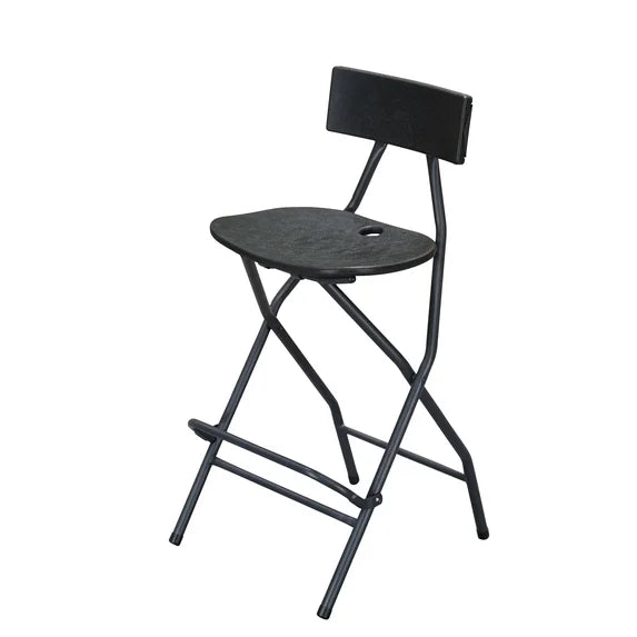 WLLJOY Black Folding Bar Stool with Backrest, Blow-molded/Metal Frame, Durable and Sturdy Folding Chair for Indoor/Outdoor Kitchen Shop Cafe