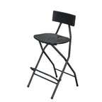 WLLJOY Black Folding Bar Stool with Backrest, Blow-molded/Metal Frame, Durable and Sturdy Folding Chair for Indoor/Outdoor Kitchen Shop Cafe