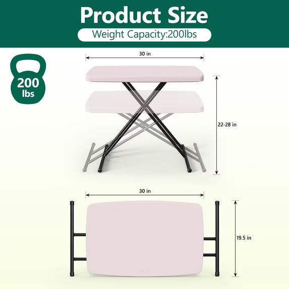 HaiNova Folding TV Tray Table, 30in Height Adjustable TV Tray for Laptop, Heavy Duty Utility Foldable Table for Small Spaces, Pink