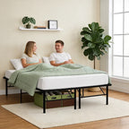 HaiNova Twin Bed Frame Folding Metal Platform Bed Frame with Heavy Duty and Strong Bearing Capacity, 14 Inches High, Black