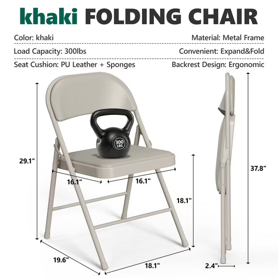 HaiNova 6 Pack Folding Chairs with Comfortable Cushion, Leather Padded Cushion Chair with Stainless Steel Frame for Home and Office, Gatherings, Black