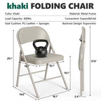 HaiNova 6 Pack Folding Chairs with Comfortable Cushion, Leather Padded Cushion Chair with Stainless Steel Frame for Home and Office, Gatherings, Black
