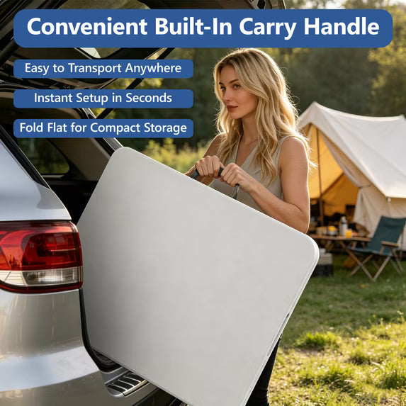 HaiCube 6FT Folding Table, 72" x 30" Extra Wide Heavy Duty Portable Table, Waterproof HDPE Plastic, Foldable Picnic Table for Camping, BBQ, Party, Dining, Indoor & Outdoor, White