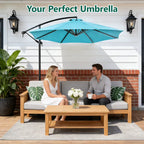 HaiNova 10 ft Offset Patio Umbrella With Base Included ,All-Weather UV Protection Cantilever Umbrella Suitable For Garden, Backyard and Beach, Khaki