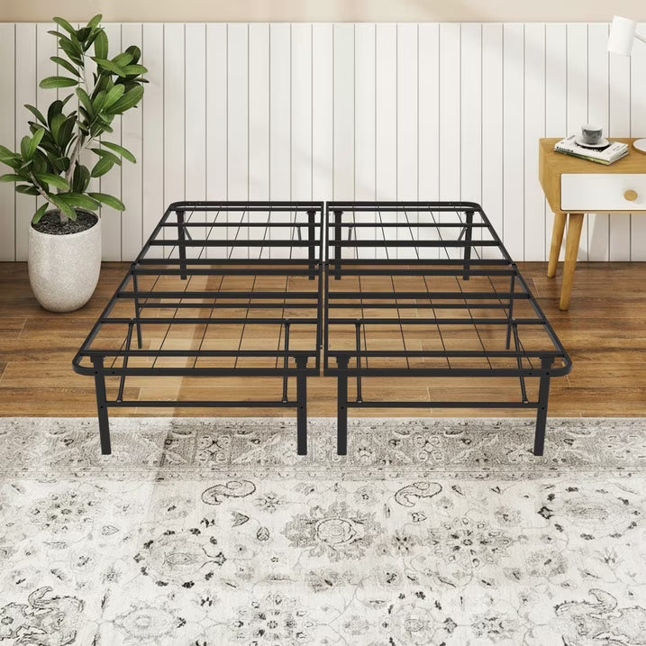 HaiNova Twin Bed Frame Folding Metal Platform Bed Frame with Heavy Duty and Strong Bearing Capacity, 14 Inches High, Black