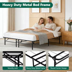 HaiNova Twin Bed Frame Folding Metal Platform Bed Frame with Heavy Duty and Strong Bearing Capacity, 14 Inches High, Black