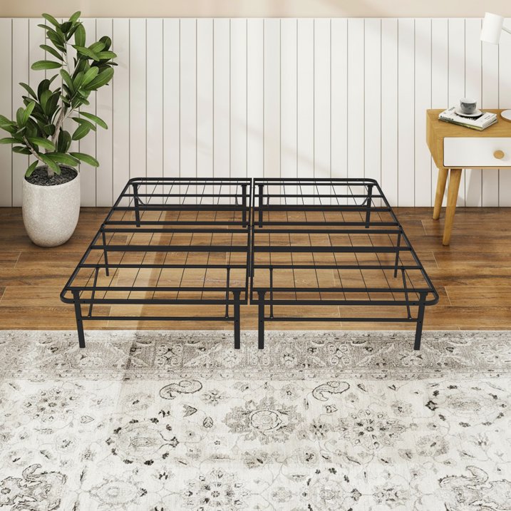 HaiNova Twin Bed Frame Folding Metal Platform Bed Frame with Heavy Duty and Strong Bearing Capacity, 14 Inches High, Black