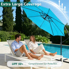 HaiNova 10 ft Offset Patio Umbrella With Base Included ,All-Weather UV Protection Cantilever Umbrella Suitable For Garden, Backyard and Beach, Khaki