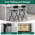 WLLJOY Black Folding Bar Stool with Backrest, Blow-molded/Metal Frame, Durable and Sturdy Folding Chair for Indoor/Outdoor Kitchen Shop Cafe
