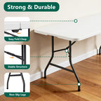 HaiNova 6ft Folding Table, Portable Camping Table with Handle, Durable and Anti-fouling Picnic Table Suitable for Party, Camping and Picnic, Black